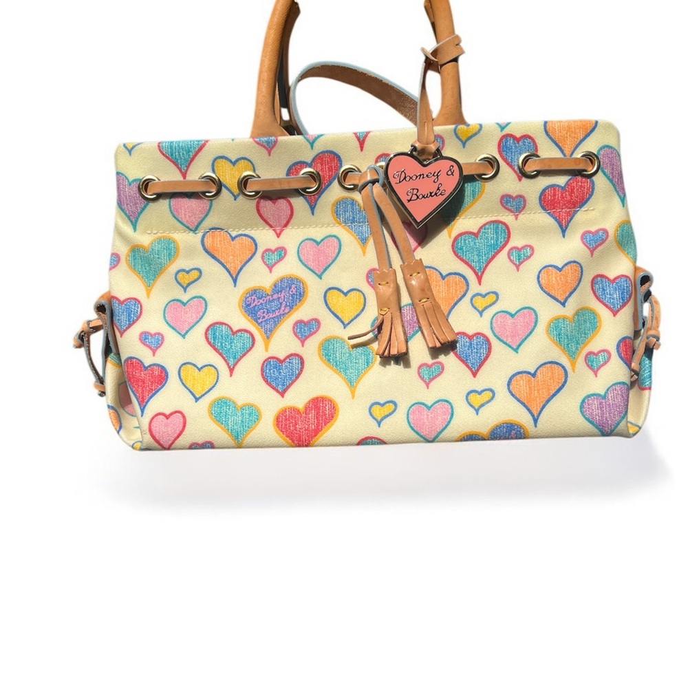 Dooney & Bourke Pink and Yellow Satchel with Structured Design